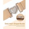 Harrison Howard Elastic Horse Riding Belt with Flat Buckle Stretchable for Horseback Riding Elastic Belt for Women(Glamour Heart Beige)