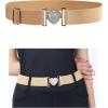 Harrison Howard Elastic Horse Riding Belt with Flat Buckle Stretchable for Horseback Riding Elastic Belt for Women(Glamour Heart Beige)