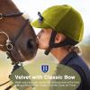 Harrison Howard Equestrian Riding Helmet Cover Sleek Velvet Luxe Hat(Olive Green)