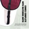 Harrison Howard Equestrian Saddle Pad Horse Riding Pad Bareback Pad with Girth(Burgundy)