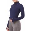Harrison Howard Equestrian Tops Female Long Sleeve Half Mesh Arm Design Quick-Dry Summer Top with Stylish Neckline(Dark Blue)