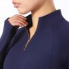 Harrison Howard Equestrian Tops Female Long Sleeve Half Mesh Arm Design Quick-Dry Summer Top with Stylish Neckline(Dark Blue)