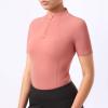 Harrison Howard Equestrian Tops for Women Short Sleeve Quick-Dry Sports Shirt(Orange Pink)