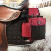 Harrison Howard Equestrian Western Saddle Bag Nylon Water Bottle/Gear Carrier Convenient Saddle Bag Black(Red)