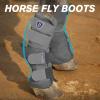 Harrison Howard Horse Fly Boots Perfect Contoured Fit Leg Guards Dense Mesh Boots with Ventilated Comfort Reliable Protection from Summer Elements Set of 2 Sky Blue Large(Original Grey)