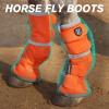 Harrison Howard Horse Fly Boots Perfect Contoured Fit Leg Guards Dense Mesh Boots with Ventilated Comfort Reliable Protection from Summer Elements Set of 2 Sky Blue Large(Vibrant Orange)