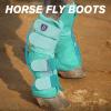 Harrison Howard Horse Fly Boots Perfect Contoured Fit Leg Guards Dense Mesh Boots with Ventilated Comfort Reliable Protection from Summer Elements Set of 2 Sky Blue Large(Mint)