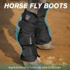 Harrison Howard Horse Fly Boots Perfect Contoured Fit Leg Guards Dense Mesh Boots with Ventilated Comfort Reliable Protection from Summer Elements Set of 2 Sky Blue Large(Classic Black)