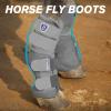 Harrison Howard Horse Fly Boots Perfect Contoured Fit Leg Guards Dense Mesh Boots with Ventilated Comfort Reliable Protection from Summer Elements Set of 2 Sky Blue Large(Silver Grey)