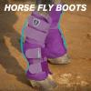 Harrison Howard Horse Fly Boots Perfect Contoured Fit Leg Guards Dense Mesh Boots with Ventilated Comfort Reliable Protection from Summer Elements Set of 2 Sky Blue Large(Purple)