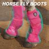Harrison Howard Horse Fly Boots Perfect Contoured Fit Leg Guards Dense Mesh Boots with Ventilated Comfort Reliable Protection from Summer Elements Set of 2 Sky Blue Large(Magenta)