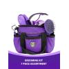 Harrison Howard Horse Grooming Brushes Kit 7 pieces with Organizer Tote Equine Care Series Horse Brush Sets Red(Purple)