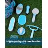Harrison Howard Horse Grooming Kit 11-Piece Equine Care Series Horse Brush Sets with Organizer Tote Bag Tack Room Supplies Shedding Grooming Massaging Tools Blue Brushstroke Ponies(Blue)