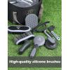 Harrison Howard Horse Grooming Kit 9-Piece Equine Care Series Horse Brush Sets with Organizer Tote Bag Deep Blue(Black（horse bag）)