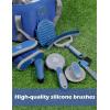 Harrison Howard Horse Grooming Kit 9-Piece Equine Care Series Horse Brush Sets with Organizer Tote Bag Deep Blue(Deep Blue（horse bag）)