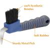 Harrison Howard Horse Hoof Pick Brush with Comfortable Firm Rubber Handle Fine Brush Sturdy Metal Pick