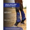 Harrison Howard Horse Tendon Boots Open Front/Fetlock Boot for Horse Protective Boots for Jumping, Trail Riding Set of 4(Navy)