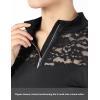 Harrison Howard Ladies Long Sleeve Lace Rider Top with Exquisite Lace Spliced Sleeves Slim Fit Show Shirt(Black)