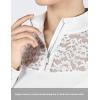 Harrison Howard Ladies Long Sleeve Lace Rider Top with Exquisite Lace Spliced Sleeves Slim Fit Show Shirt(Oval White)
