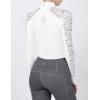 Harrison Howard Ladies Long Sleeve Lace Rider Top with Exquisite Lace Spliced Sleeves Slim Fit Show Shirt(Oval White)