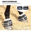 Harrison Howard Rubber Pull-on Bell Boots with Fleece Lining and Extra-Large Leather Touch-Close Tape Hoof Overreach Protection for Horses Sold in Pairs Light Grey L(Black)