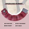 Harrison Howard Rubber Pull-on Bell Boots with Fleece Lining and Extra-Large Leather Touch-Close Tape Hoof Overreach Protection for Horses Sold in Pairs Light Grey L(Wine Red)