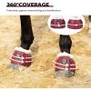 Harrison Howard Rubber Pull-on Bell Boots with Fleece Lining and Extra-Large Leather Touch-Close Tape Hoof Overreach Protection for Horses Sold in Pairs Light Grey L(Wine Red)