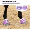 Harrison Howard Rubber Pull-on Bell Boots with Fleece Lining and Extra-Large Leather Touch-Close Tape Hoof Overreach Protection for Horses Sold in Pairs Light Grey L(Violet)