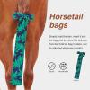 Harrison Howard Stretchy Tail Bag Breathable Horse Tail Guard Slip on Design Protect Horse Tail 2 Strand Closure Straps Keep Tail Clean & Protected 22″ L Length Makes Grooming Easy-Chic Blue(Green Leaves)