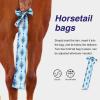 Harrison Howard Stretchy Tail Bag Breathable Horse Tail Guard Slip on Design Protect Horse Tail 2 Strand Closure Straps Keep Tail Clean & Protected 22″ L Length Makes Grooming Easy-Chic Blue(Nature Aztec)