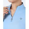 Harrison Howard Women’s Equestrian Sweat Absorption Quick Drying Horse Riding Long Sleeve Shirt 1/4 Zip Base Layer(Ice Blue)
