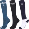 Harrison Howard 3 Pairs Premium Quality Equestrian Riding Socks for Horse Riding &Tall Boot Knee High Socks for Women(Black/Peacock Blue/Navy)