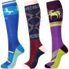 Harrison Howard 3 Pairs Premium Quality Equestrian Riding Socks for Horse Riding &Tall Boot Knee High Socks for Women(Blue-burgundy/Blue Bit/Light Purple)