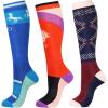 Harrison Howard 3 Pairs Premium Quality Equestrian Riding Socks for Horse Riding &Tall Boot Knee High Socks for Women(Blue-burgundy/Reddish Orange/Blue Bit)