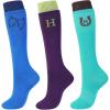Harrison Howard 3 Pairs Premium Quality Equestrian Riding Socks for Horse Riding &Tall Boot Knee High Socks for Women(Mint/Blue/Purple)