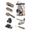 Harrison Howard 7 Pieces Horse Grooming Kit Horse Bathing Supplies Brushes for Grooming with Convenient Organizer Tote Red(Brown)