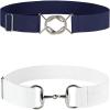 Harrison Howard Elastic Horse Riding Belt with Flat Buckle Stretchable for Horseback Riding Elastic Belt for Women(Combination 7)