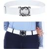 Harrison Howard Elastic Horse Riding Belt with Flat Buckle Stretchable for Horseback Riding Elastic Belt for Women(Matte Edge White)