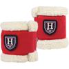 Harrison Howard Essential Premium Horse Pastern Wraps with Berber Fleece Lining Sold in Pairs Black(Red)