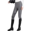 Harrison Howard Female Riding Breeches with Perforated Holes Stretchy Breathable Horse Riding Pants with Silicone Patterns(Deep Grey)