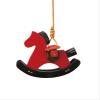 Harrison Howard Hanging Rocking Horse Decoration for Horse Lovers Decor Piece Equestrian Theme Hanging Leather Rocking Horse Piece…(Red)