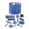 Harrison Howard Horse Grooming Kit 9-Piece Equine Care Series Horse Brush Sets with Organizer Tote Bag Deep Blue(Deep Blue（horse bag）)