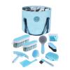 Harrison Howard Horse Grooming Kit 9-Piece Equine Care Series Horse Brush Sets with Organizer Tote Bag Deep Blue(Soft Blue（horse bag）)