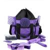 Harrison Howard Horse Grooming Kit 9-Piece Equine Care Series Horse Brush Sets with Organizer Tote Bag Tack Room Supplies Shedding Grooming Massaging Tools Purple(Purple)