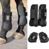 Harrison Howard Horse Tendon Boots Open Front/Fetlock Boot for Horse Protective Boots for Jumping, Trail Riding Set of 4(Black)