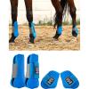 Harrison Howard Horse Tendon Boots Open Front/Fetlock Boot for Horse Protective Boots for Jumping, Trail Riding Set of 4(Blue)