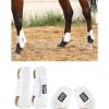 Harrison Howard Horse Tendon Boots Open Front/Fetlock Boot for Horse Protective Boots for Jumping, Trail Riding Set of 4(White)
