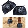 Harrison Howard Rubber Bell Boots Leather Touch-Close Overreach Boots Hoof Protection for Horses Sold in Pairs Light Grey L(Black)
