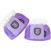 Harrison Howard Rubber Pull-on Bell Boots with Fleece Lining and Extra-Large Leather Touch-Close Tape Hoof Overreach Protection for Horses Sold in Pairs Light Grey L(Violet)