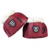 Harrison Howard Rubber Pull-on Bell Boots with Fleece Lining and Extra-Large Leather Touch-Close Tape Hoof Overreach Protection for Horses Sold in Pairs Light Grey L(Wine Red)